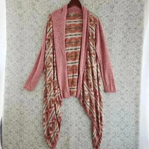 Lucky Brand Open Front Asymmetrical Aztec Sweater Cardigan Women's S